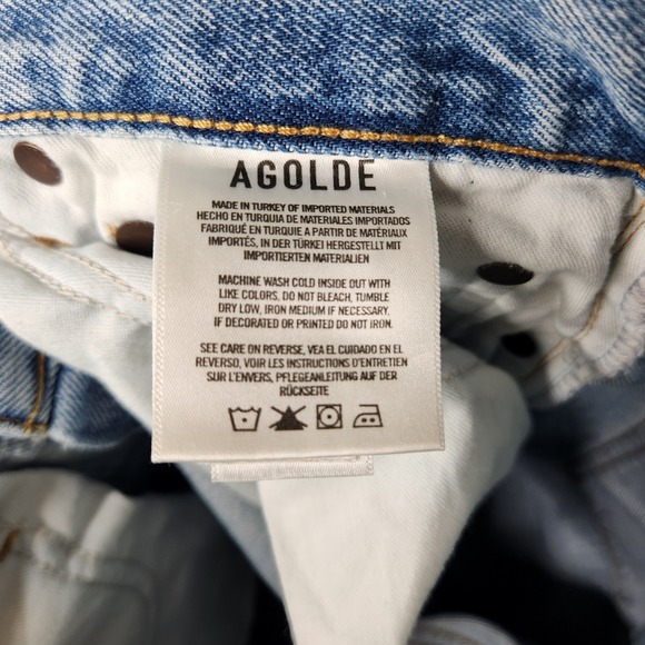 AGOLDE Fen High‎ Rise Relaxed Taper Jeans Size 28 Distressed Denim Button Fly - Picture 8 of 10